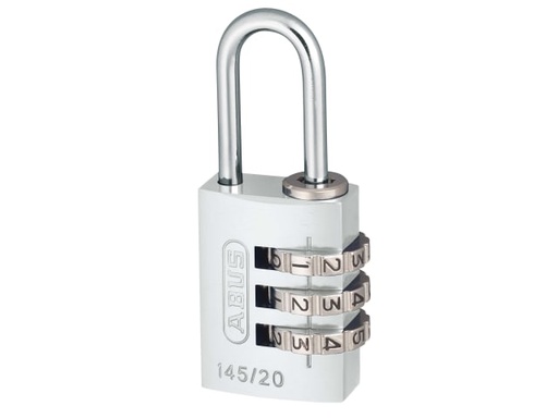 [ABU14520SIL] 145/20 20mm Aluminium Combination Padlock Silver 46574