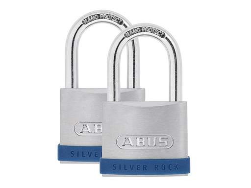 [ABU550TC] 50mm Silver Rock 5 Padlock Twin Pack