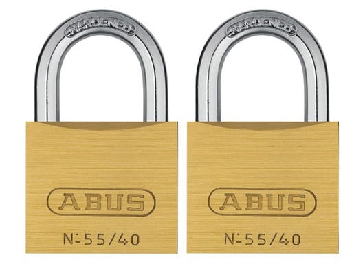 [ABU5540TC] 55/40mm Brass Padlocks Twin Pack