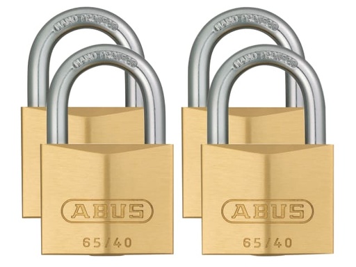 [ABU6540QPK] 65/40mm Brass Padlock Quad Pack