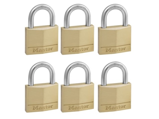 [MLK140SIX] Solid Brass 40mm Padlock 4-Pin - Keyed Alike x 6