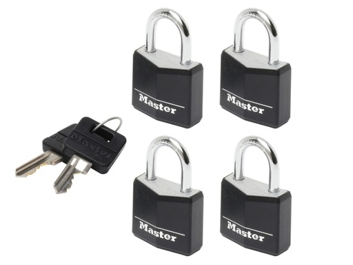 [MLK9120QBLK] Aluminium Black Vinyl Cover 20mm Padlock 3-Pin - Keyed Alike x 4