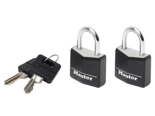 [MLK9120TBLK] Aluminium Black Vinyl Cover 20mm Padlock 3-Pin - Keyed Alike x 2