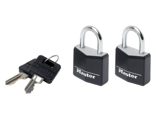 [MLK9130TBLK] Aluminium Black Vinyl Cover 30mm Padlock 4-Pin - Keyed Alike x 2