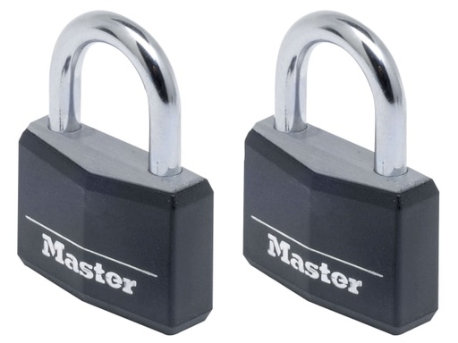 [MLK9140TBLK] Aluminium Black Vinyl Cover 40mm Padlock 4-Pin - Keyed Alike x 2