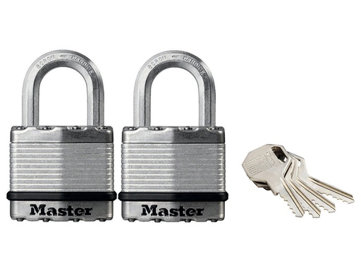 [MLKM1T] Excell Laminated Steel 45mm Padlock - 24mm Shackle - Keyed Alike x 2