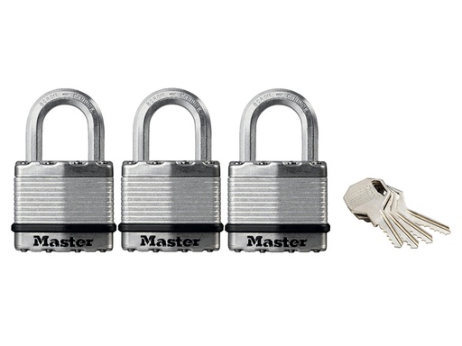 [MLKM1TRI] Excell Laminated Steel 45mm Padlock - 24mm Shackle - Keyed Alike x 3