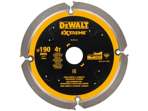 [DEWDT1472QZ] Extreme PCD Fibre Cement Saw Blade 190 x 30mm x 4T