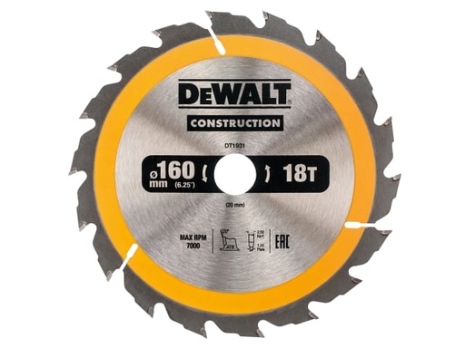 [DEWDT1931QZ] Portable Construction Circular Saw Blade 160 x 20mm x 18T