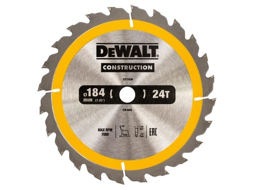 [DEWDT1939QZ] Portable Construction Circular Saw Blade 184 x 16mm x 24T