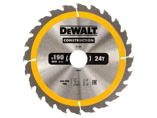 [DEWDT1944QZ] Portable Construction Circular Saw Blade 190 x 30mm x 24T