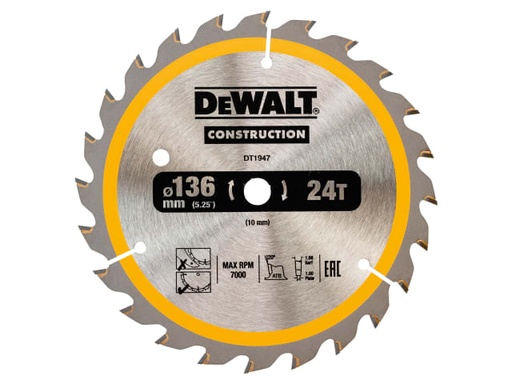 [DEWDT1947QZ] Cordless Construction Trim Saw Blade 136 x 10mm x 24T