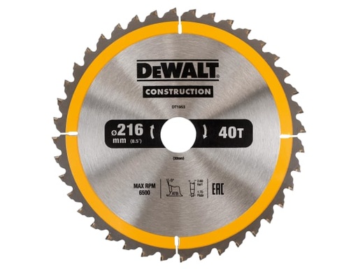 [DEWDT1953QZ] Stationary Construction Circular Saw Blade 216 x 30mm x 40T ATB/Neg