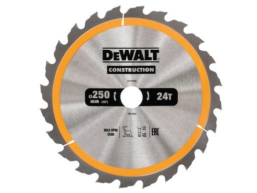 [DEWDT1956QZ] Stationary Construction Circular Saw Blade 250 x 30mm x 24T