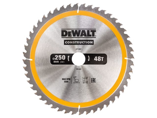 [DEWDT1957QZ] Stationary Construction Circular Saw Blade 250 x 30mm x 48T