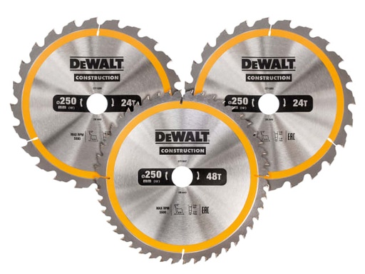 [DEWDT1964QZ] DT1964 Construction Circular Saw Blade 3 Pack 305 x 30mm x 24T/48T/60T