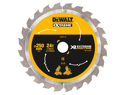 [DEWDT99571QZ] Extreme Runtime FlexVolt Mitre Saw Blade 250 x 30mm x 24T