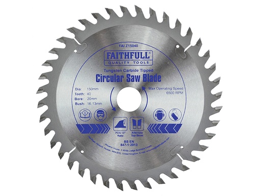 [FAIZ15040] TCT Circular Saw Blade 150 x 20mm x 40T POS