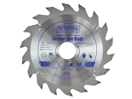 [FAIZ16518] TCT Circular Saw Blade 165 x 30mm x 18T POS