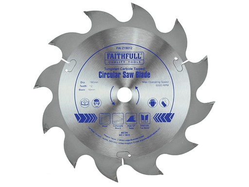 [FAIZ19012] TCT Circular Saw Blade 190 x 16mm x 12T POS