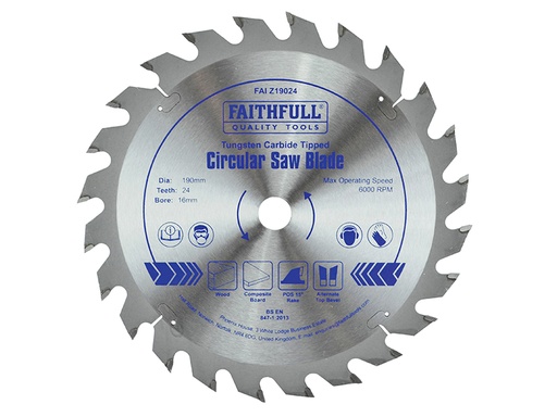 [FAIZ19024] TCT Circular Saw Blade 190 x 16mm x 24T POS