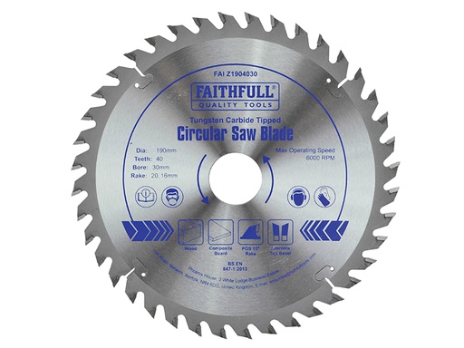 [FAIZ1904030] TCT Circular Saw Blade 190 x 30mm x 40T POS