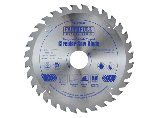 [FAIZ21032] TCT Circular Saw Blade 210 x 35mm x 32T POS