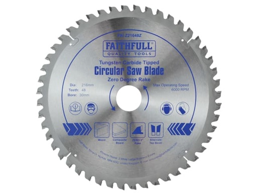 [FAIZ21648Z] TCT Circular Saw Blade Zero Degree 216 x 30mm x 48T