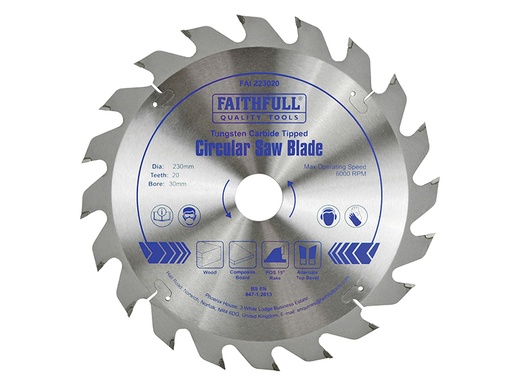 [FAIZ23020] TCT Circular Saw Blade 230 x 30mm x 20T POS