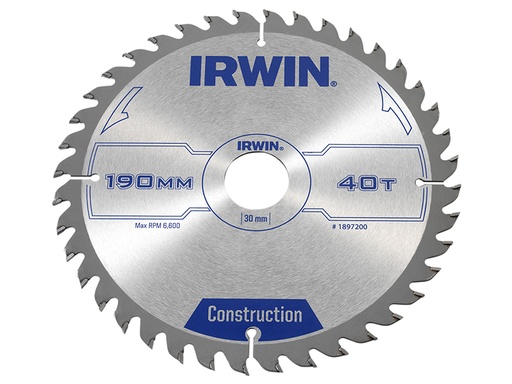 [IRW1897200] Construction Circular Saw Blade 190 x 30mm x 40T ATB