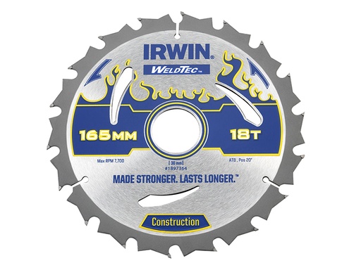 [IRW1897364] Weldtec Circular Saw Blade 165 x 30mm x 18T ATB