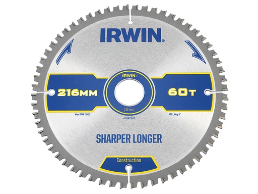 [IRW1897397] Construction Mitre Circular Saw Blade 216 x 30mm x 60T ATB/Neg