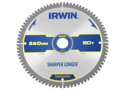 [IRW1897433] Construction Mitre Circular Saw Blade 260 x 30mm x 80T ATB/Neg