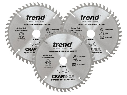 [TRECSB1603P] CraftPro Plunge Saw Blade 160 x 20mm x 48T (Pack 3)