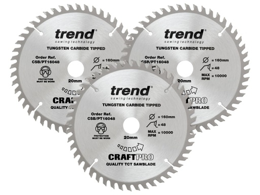 [TREPT1603P] CraftPro Panel Trim Saw Blade 160 x 20mm x 48T (Pack 3)