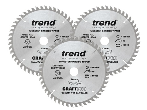 [TREPT1653P] CraftPro Panel Trim Saw Blade 165 x 20mm x 48T (Pack 3)