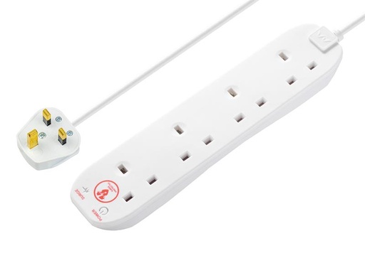 [MSTSRG4210] Extension Lead 240V 4-Gang 13A White Surge Protected 2m