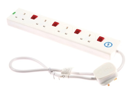 [SMJS4WISP] Extension Lead 240V 4-Way 13A Surge Protection Switched 0.75m