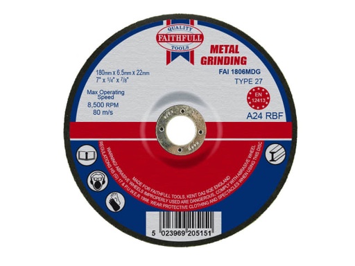 [FAI1806MDG] Depressed Centre Metal Grinding Disc 180 x 6.5 x 22.23mm