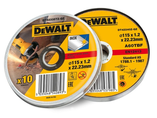 [DEWDT42335TZ] DT42335TZ Inox Metal/Stainless Cutting Disc 115 x 1.2 x 22.23mm (Tin of 10)