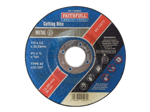 [FAI1153MDC] Depressed Centre Metal Cutting Disc 115 x 3.2 x 22.23mm