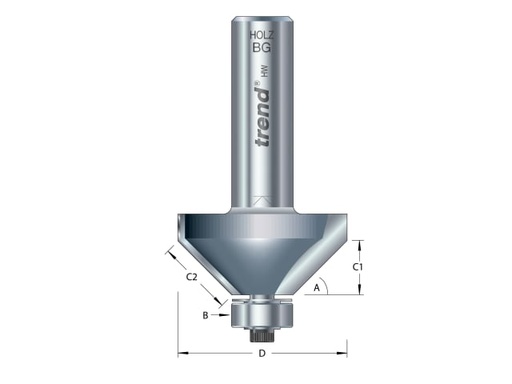 [TRE463812TC] 46/38 x 1/2 TCT Bearing Guided Chamfer 45° 50 x 19mm