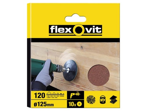 [FLV26383] Drill Mountable Disc 125mm Fine 120G (Pack 10)