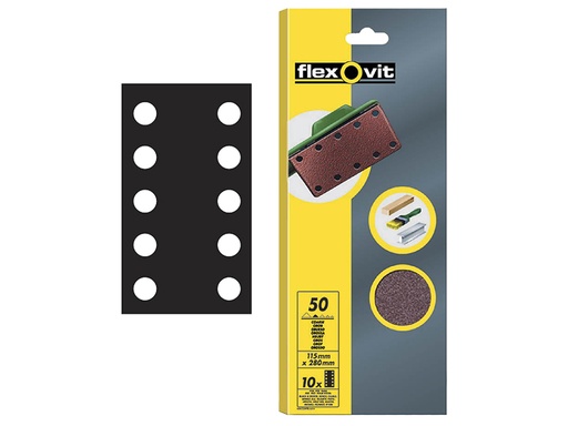 [FLV26498] 1/2 Sanding Sheets Perforated Coarse 50 Grit (Pack 10)