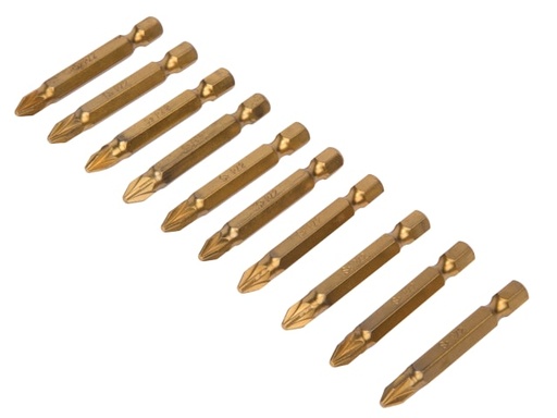 [B/S14105] Titanium Coated Screwdriver Bits PZ2 x 50mm (Pack 10)