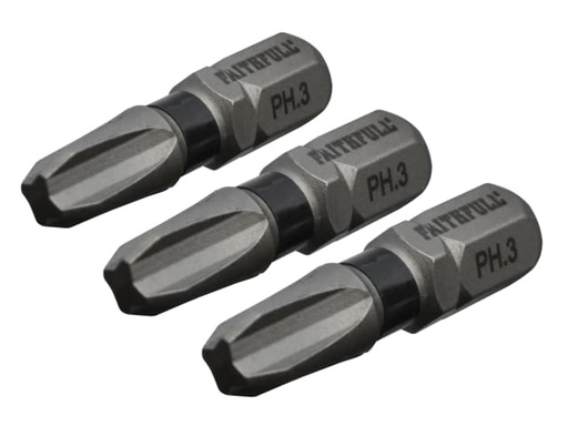 [FAISBPH325IM] Phillips Impact Screwdriver Bits PH3 x 25mm (Pack 3)