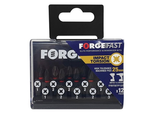 [FORFFBSPZ12] ForgeFast Pozidriv Compatible Impact Bit Set, 12 Piece