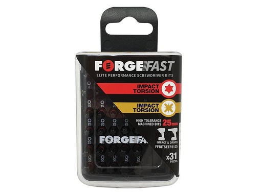 [FORFFBSPZT31] ForgeFast PZ/TX Compatible Impact Bit Set, 31 Piece