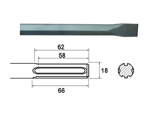 [FAIMAXC400] SDS Max Chisel 400mm