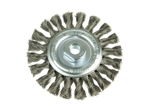 [LES472811] Knot Wheel Brush 115 x 14mm 22.2mm Bore, 0.50 Stainless Steel Wire